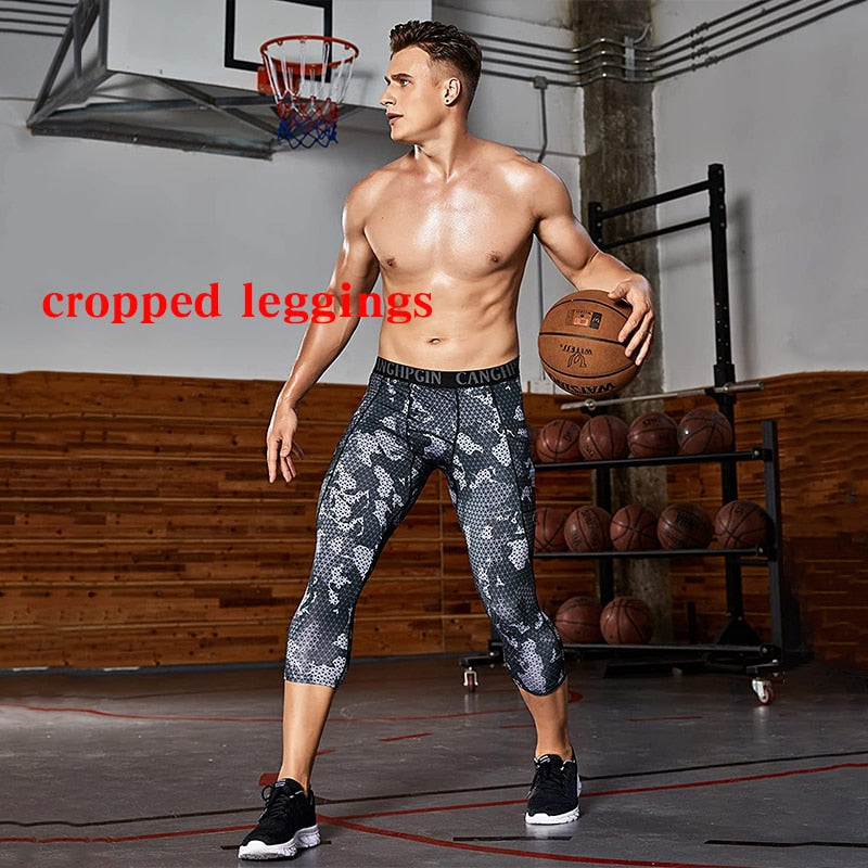 Gym Compression Tights Men Fitness Stretchy Pocket Crossfit Sport Leggings