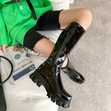 Bright Leather High Waterproof Platform Inner Heightened Round