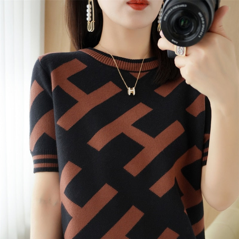 women's cashmere sweater short-sleeve spring