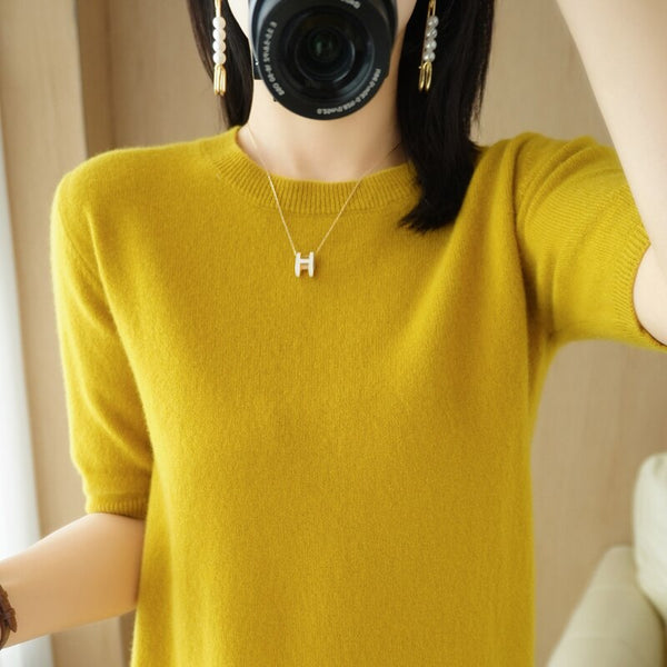 Spring New Women O-Neck Exquisite Cashmere Sweater