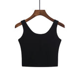 New Tank Top Solid Halter Crop Tops Women