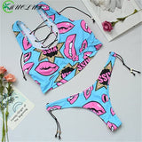 Lace Up Bandeau Push Up New African Print Thong