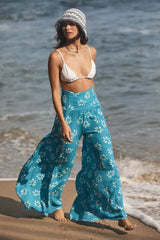 High Waist Flare Beach Trousers For Spring
