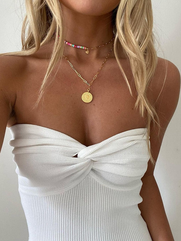 Tube Tops Women White Strapless Corset Tops Summer Basic Backless