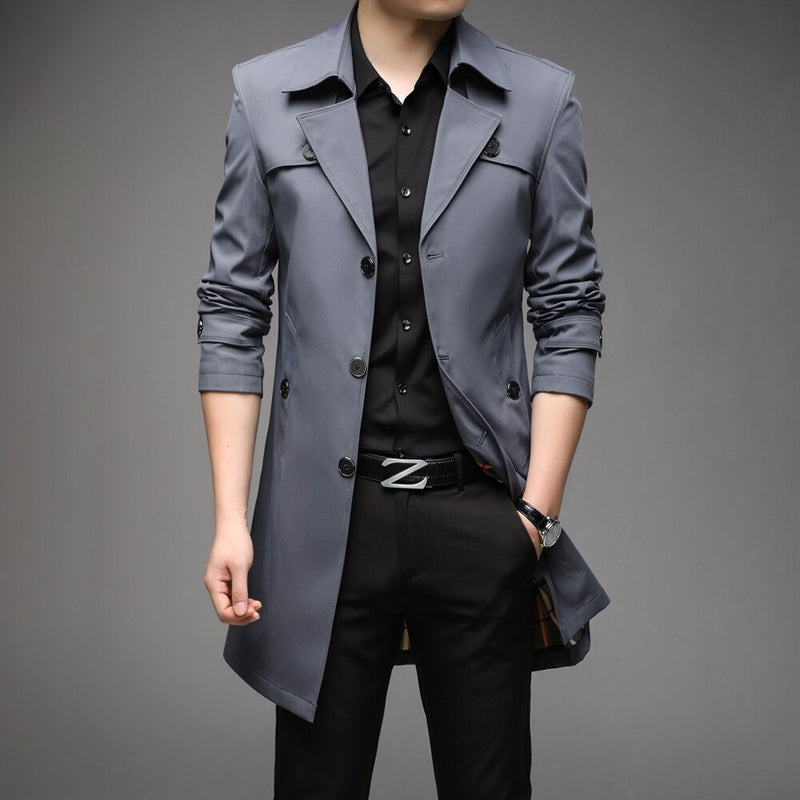 Men Trench Coats Superior Quality Male Fashion Outerwear Jackets Long Plus Size