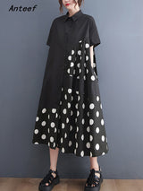 Vintage Polka Dot Short Sleeve Shirt Dress