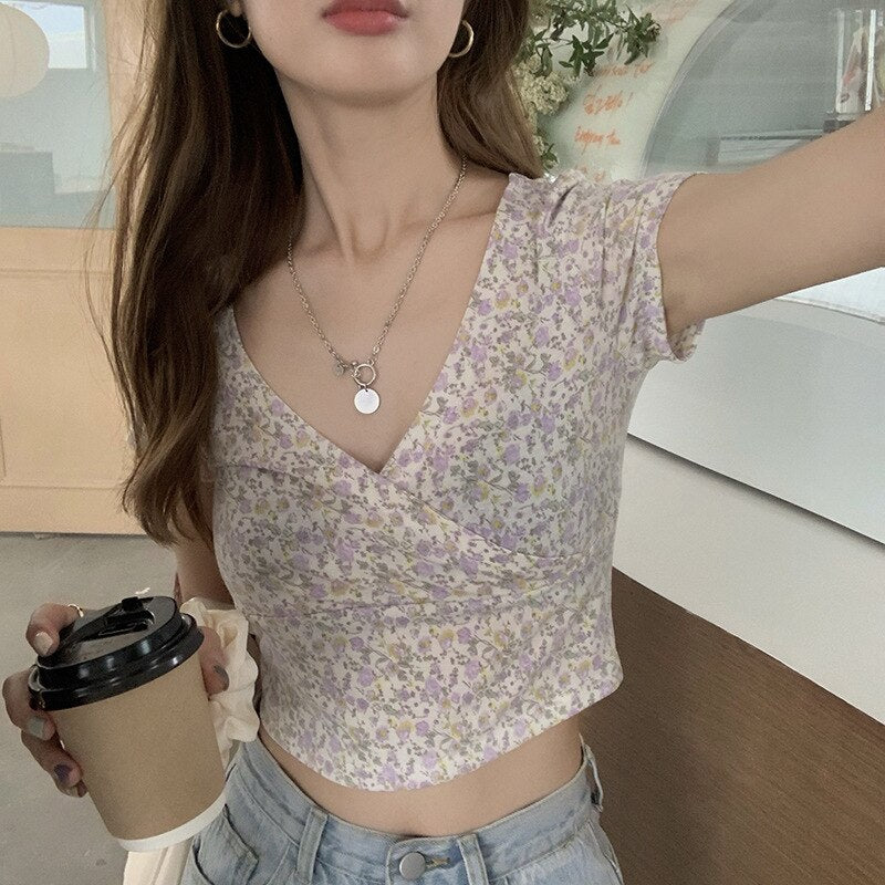 T shirt Slim Short Sleeve High Waist Lady Tank Top