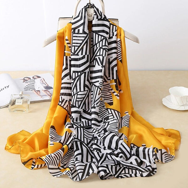 Classic Silk Scarf: Large Print Elegance
