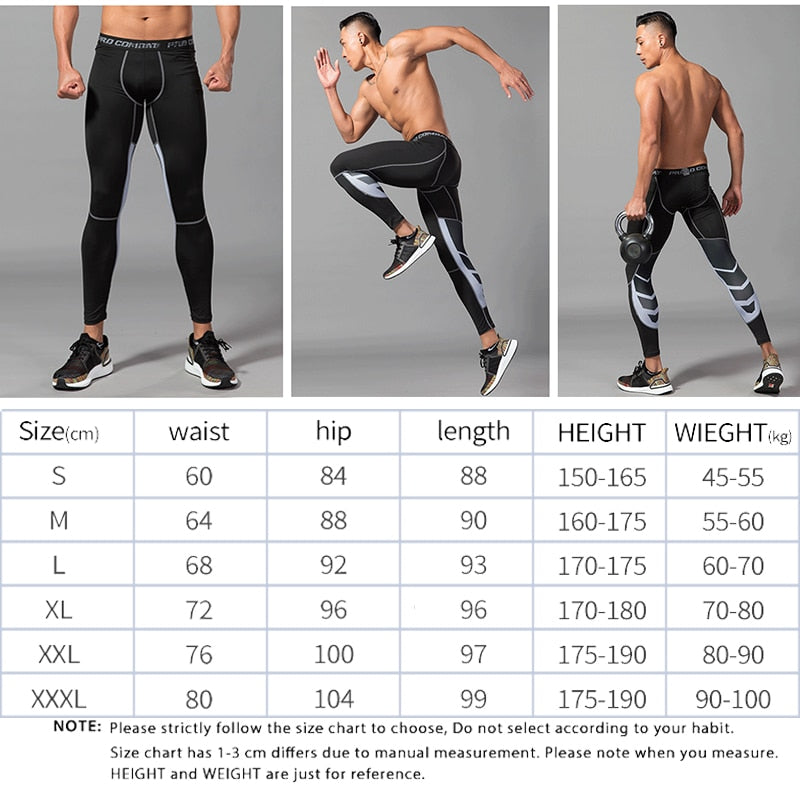 Men's Running Tights Pants Compression Camo Training Quick Dry Stripe Leggings
