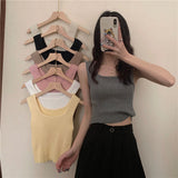 New Tank Top Solid Halter Crop Tops Women