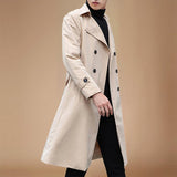 Fashion Men woolen Coats Solid Color Single Breasted Lapel Long Coat Jacket Casual