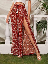 Female Leopard Wide Leg Straight Beach Pants