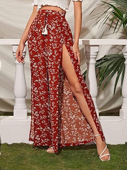 Female Leopard Wide Leg Straight Beach Pants