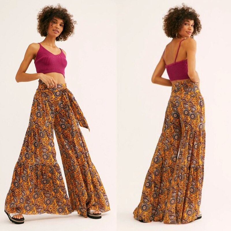 Ethnic Tribal High Waist Loose Casual Trousers Beach Pant
