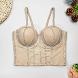 Cupnaya Handmade Women Glitter Diamante Crop Top Sexy Push-Up Bustier