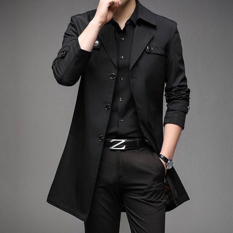 Trench Coats Superior Quality Male Fashion Outwear Jackets Long