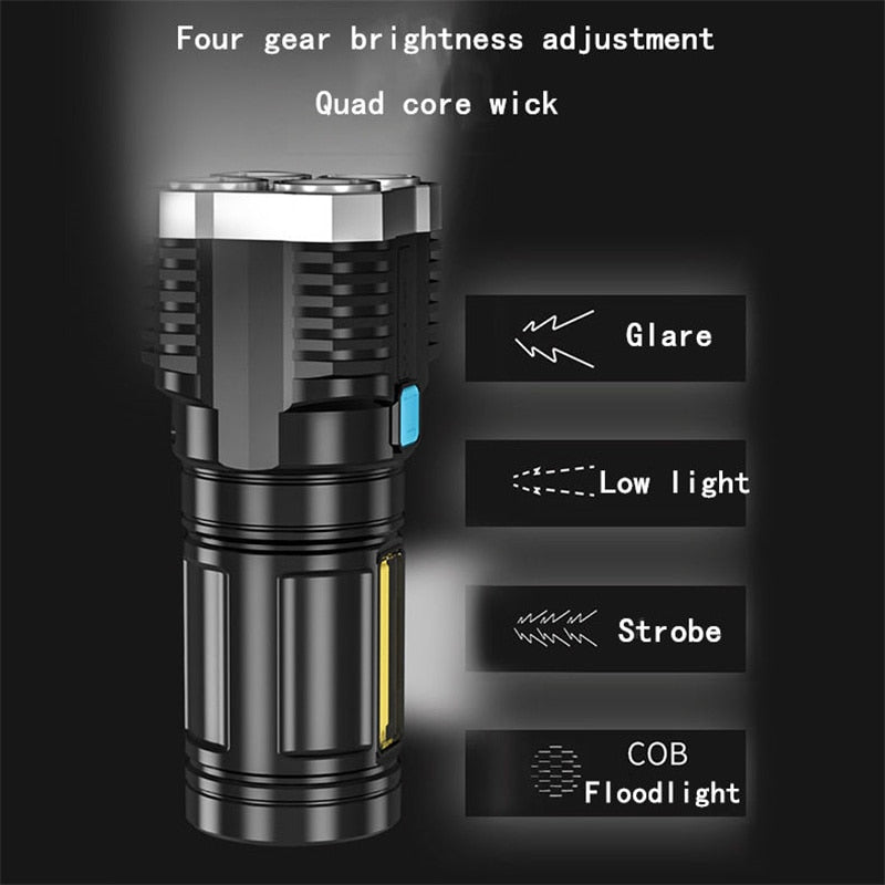 USB Rechargeable 4 LED  Flashlight