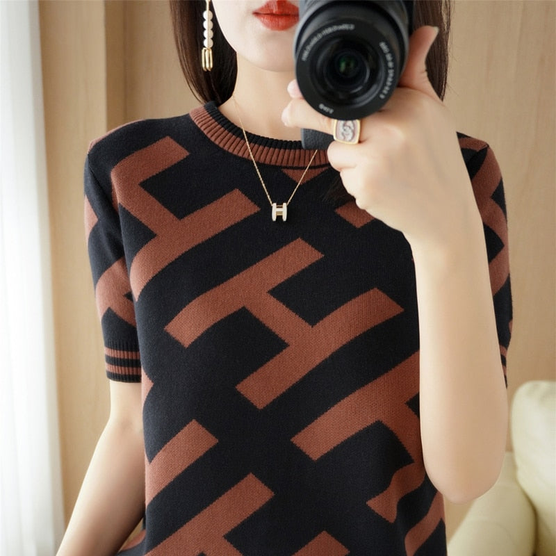 women's cashmere sweater short-sleeve spring
