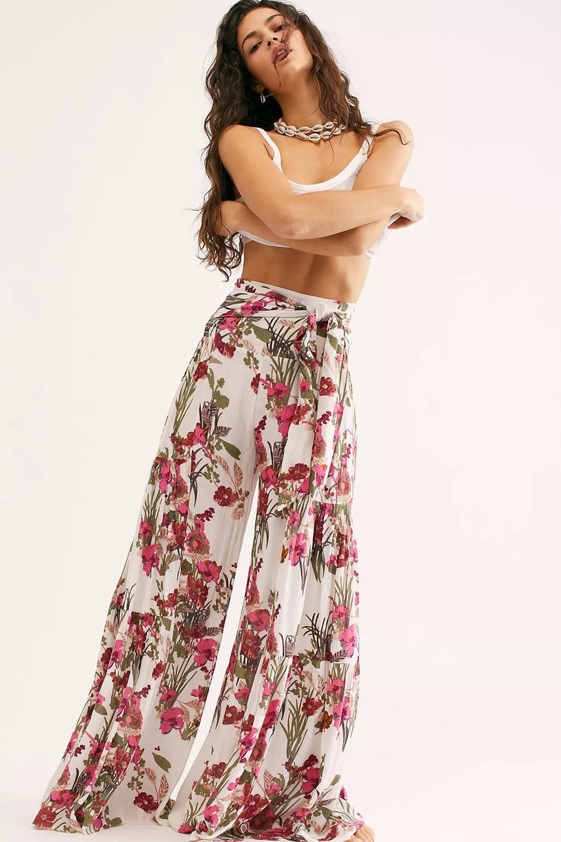 High Waist Flare Beach Trousers For Spring