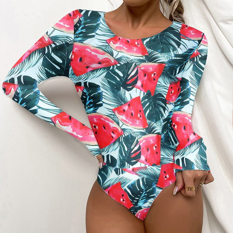 2023 Surfing Tiger Print  Bikini Set Long Sleeve