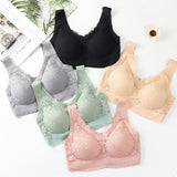 Seamless Comfortable Gathers Pad Lace Bralette Wireless Bra