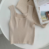 New Tank Top Solid Halter Crop Tops Women