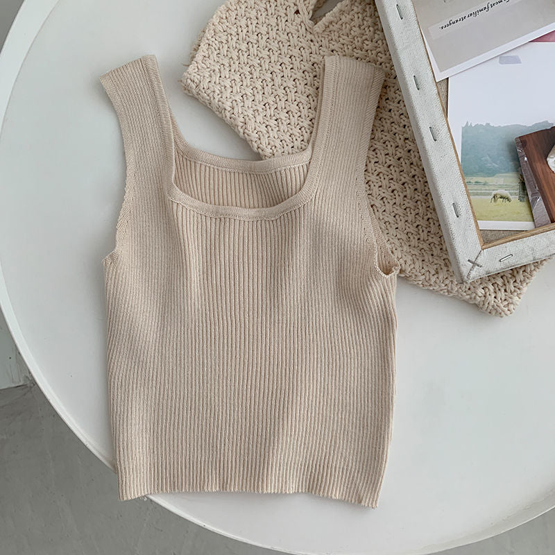New Tank Top Solid Halter Crop Tops Women