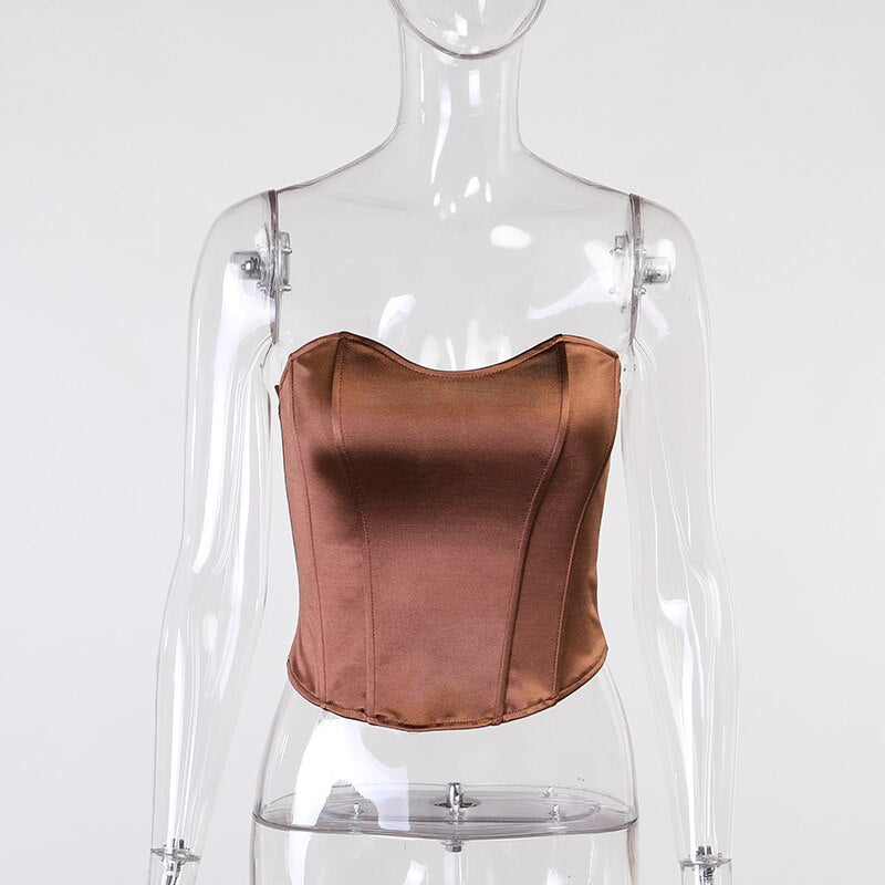Summer Sexy Tube Tops Women Sleeveless Slim Skinny Corset Cropped
