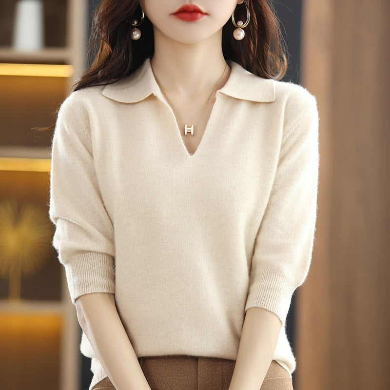 Cashmere Sweater Women's T-Shirt Pure Wool Knitted