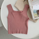 New Tank Top Solid Halter Crop Tops Women