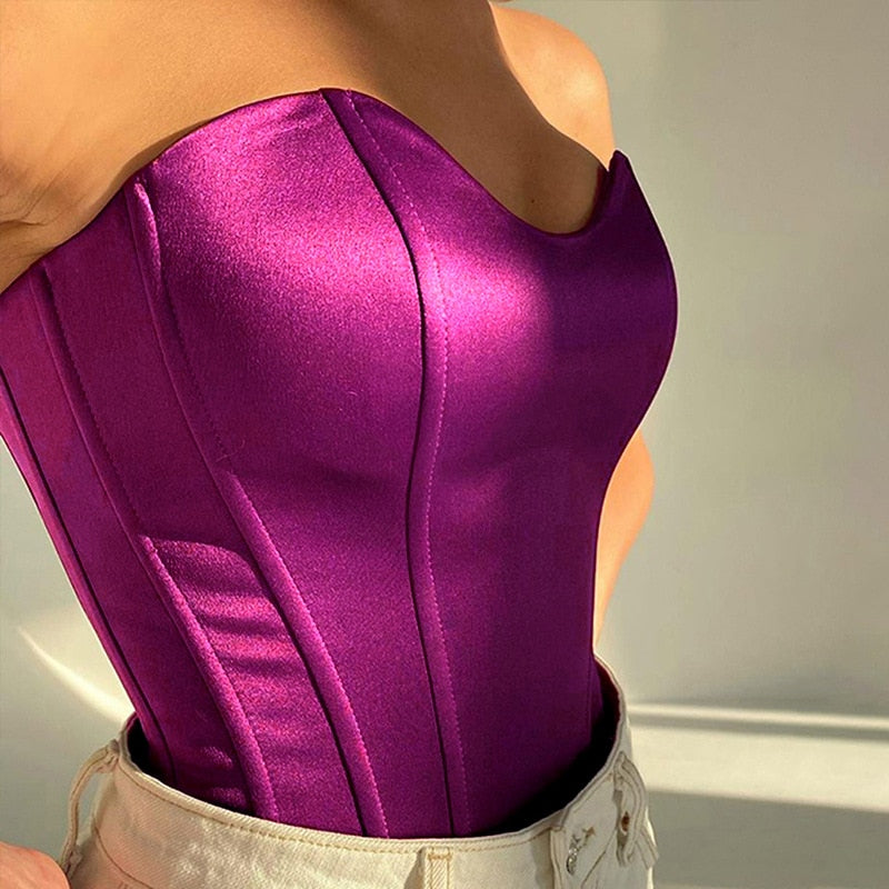 Summer Sexy Tube Tops Women Sleeveless Slim Skinny Corset Cropped