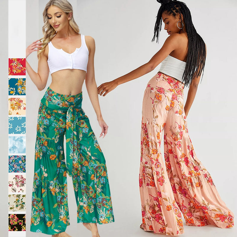 High Waist Flare Beach Trousers For Spring
