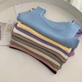 New Tank Top Solid Halter Crop Tops Women