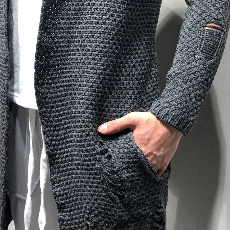 Mans knitted Coat long Cardigan Sweater Fashion Casual large jacket Trench Coat