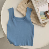 New Tank Top Solid Halter Crop Tops Women