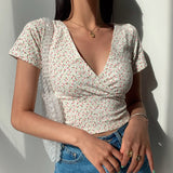 T shirt Slim Short Sleeve High Waist Lady Tank Top
