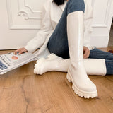 Bright Leather High Waterproof Platform Inner Heightened Round