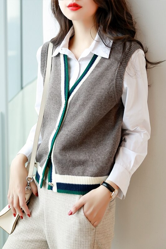 Cardigan Sweater Vest 2022 cashmere vest warm knit vest women