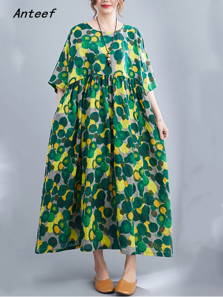 Oversized Polka Dot Cotton Dress - Summer Chic