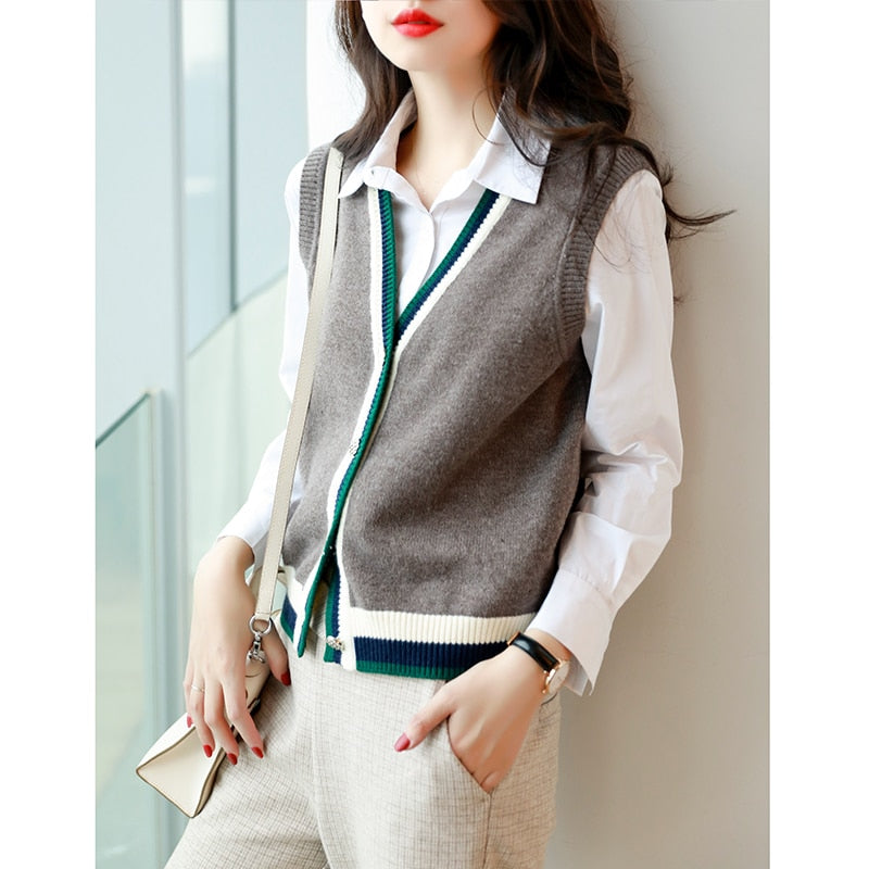 Cardigan Sweater Vest 2022 cashmere vest warm knit vest women