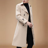Fashion Men woolen Coats Solid Color Single Breasted Lapel Long Coat Jacket Casual