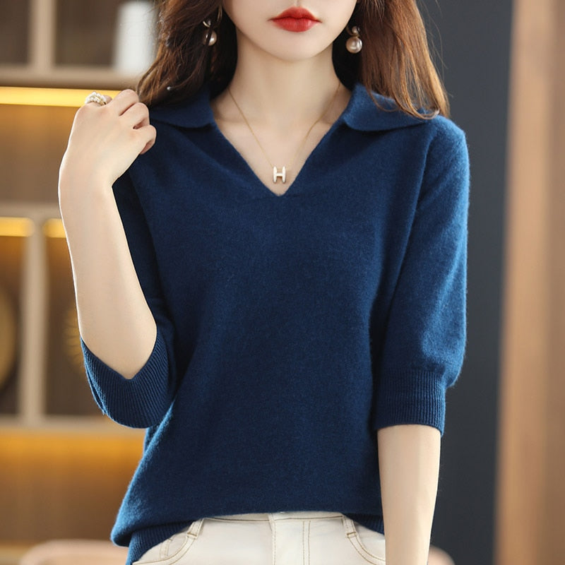 Cashmere Sweater Women's T-Shirt Pure Wool Knitted