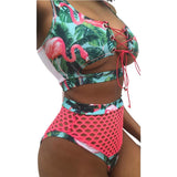 Lace Up Bandeau Push Up New African Print Thong