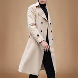 Fashion Men woolen Coats Solid Color Single Breasted Lapel Long Coat Jacket Casual