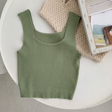 New Tank Top Solid Halter Crop Tops Women