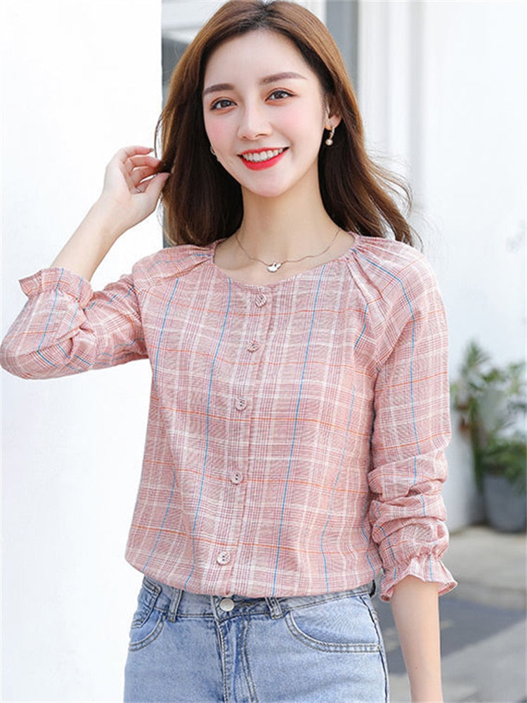 Women's Spring/Summer Striped Cotton Blouses