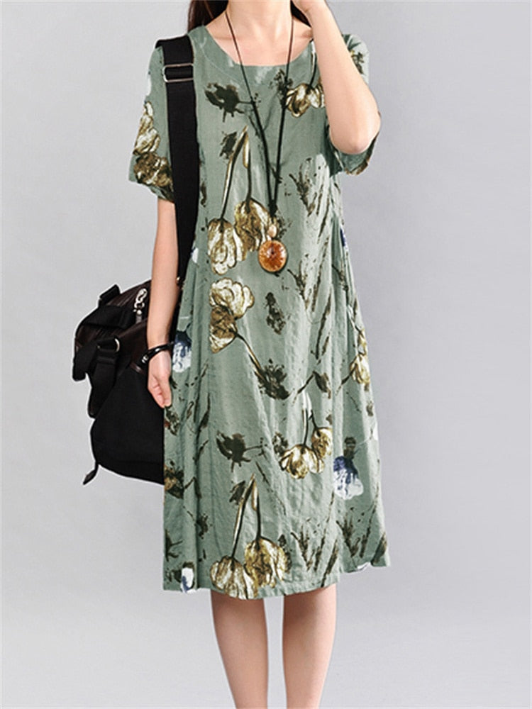Celmia Summer Boho Midi Sundress