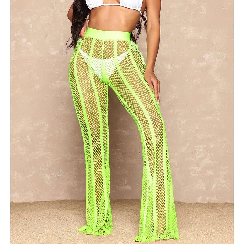 Women Hollow Out Mesh Fishnet Beach Bottoms