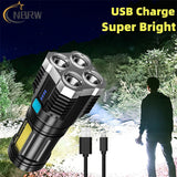 USB Rechargeable 4 LED  Flashlight