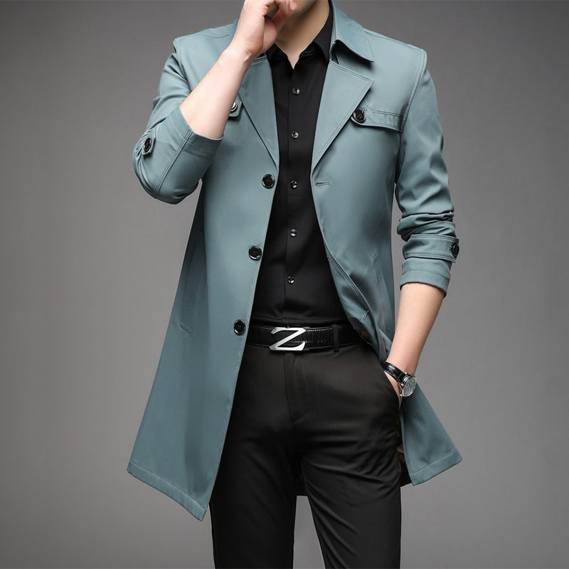 Trench Coats Superior Quality Male Fashion Outwear Jackets Long